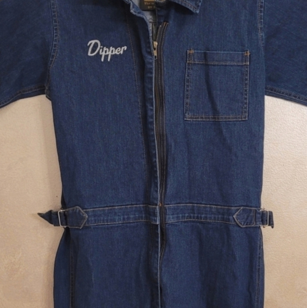 SUGARHIGH LOVESTONED LITTE DIPPER DENIM JUMPSUIT COVERALLS - Picture 8 of 9